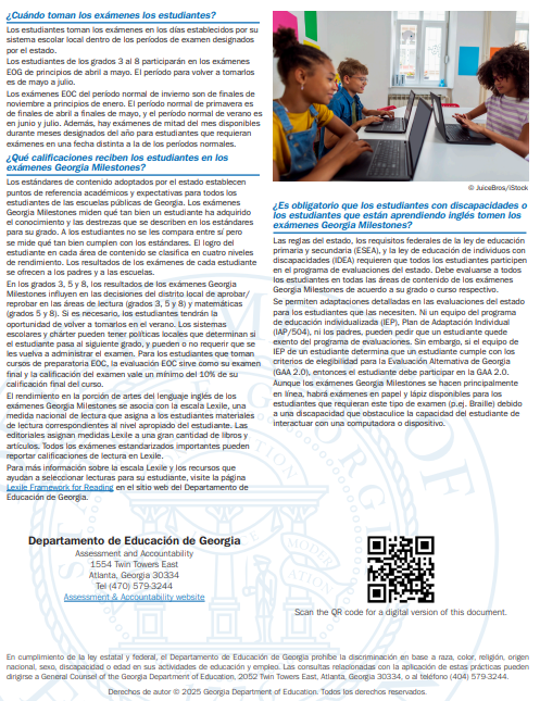 This image contains information about the Georgia Milestone Assessment.