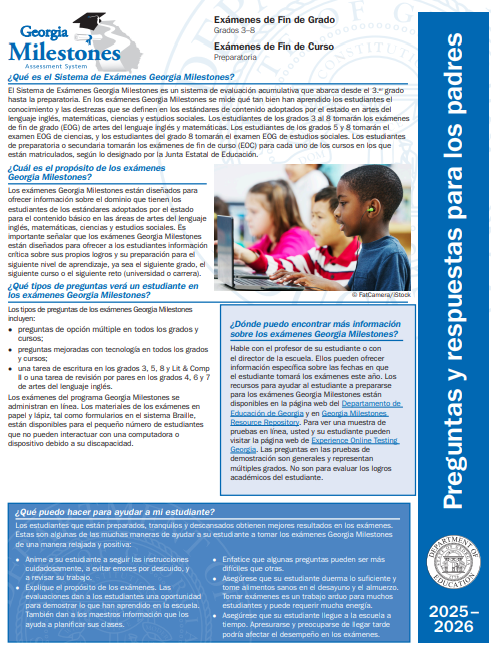 This image contains information about the Georgia Milestone Assessment.