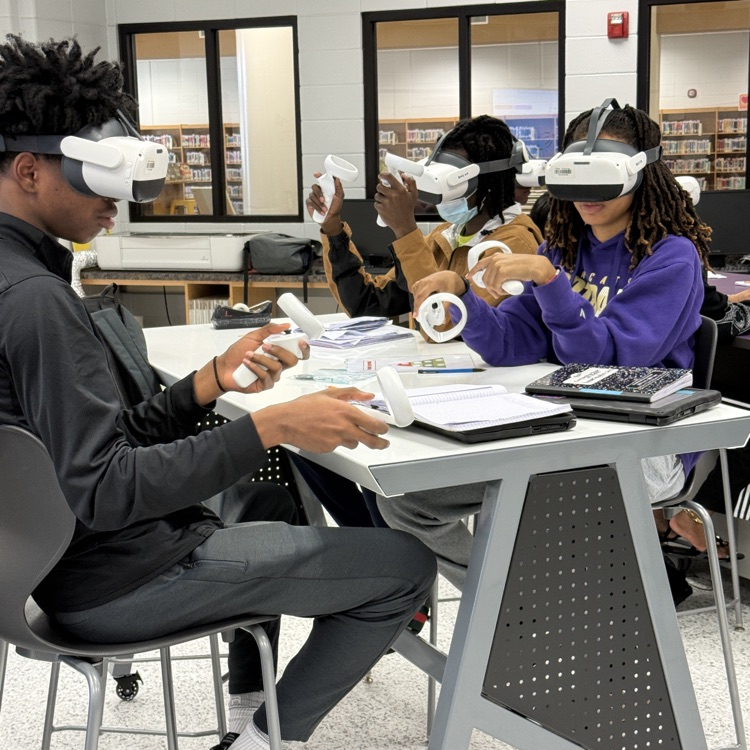  Environmental Science students in Mrs. McDonald's classes used virtual reality headsets to review trophic pyramids before their last test.