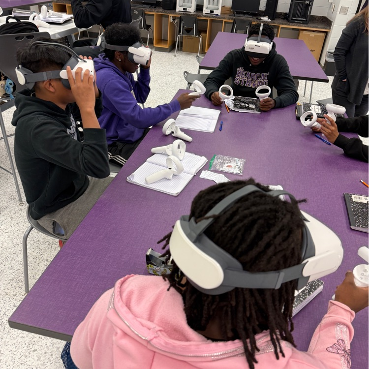  Environmental Science students in Mrs. McDonald's classes used virtual reality headsets to review trophic pyramids before their last test.