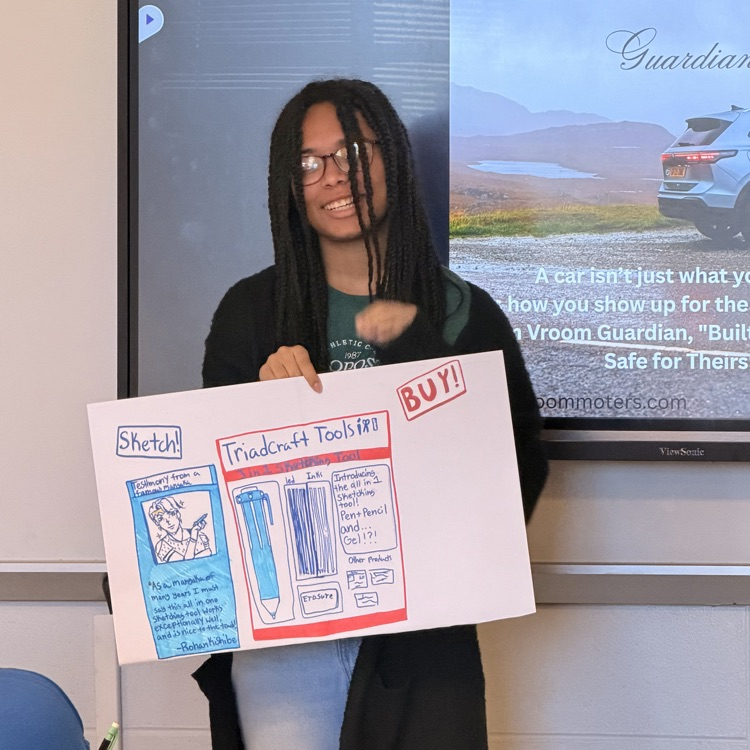 English II students reviewed rhetorical devices by designing and presenting a product or a Public Service Announcement. 