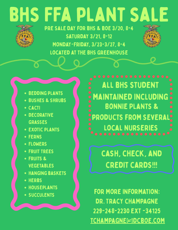 BHS FFA Spring Plant Sale Info