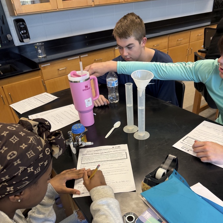Students in Mrs. McDonald's Environmental Science classes investigated whether land ice or sea ice would have a greater impact when melted.