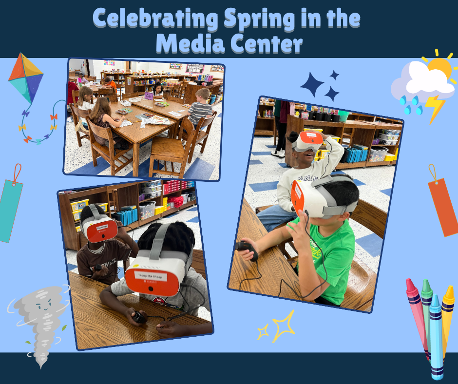 Pictures of students in the media center