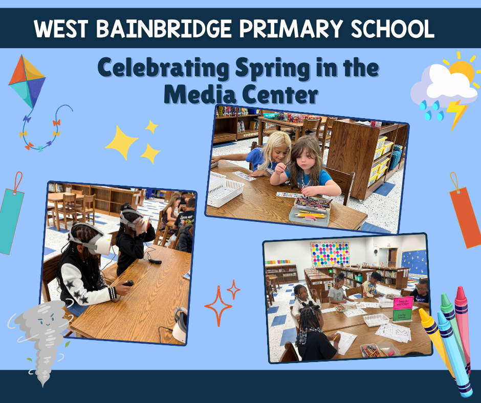 Pictures of students in the media center