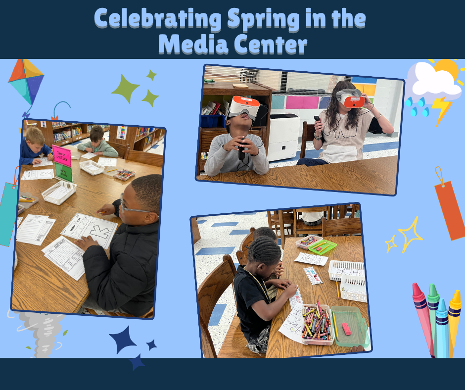 Pictures of students in the media center