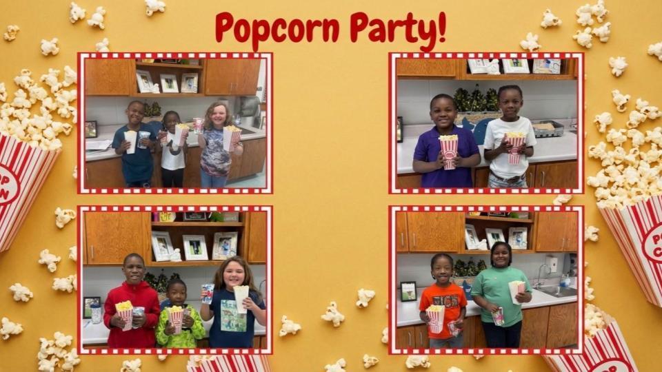 pictures of students with their popcorn