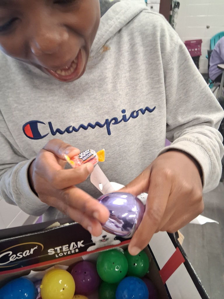 A student revealing their prize. 