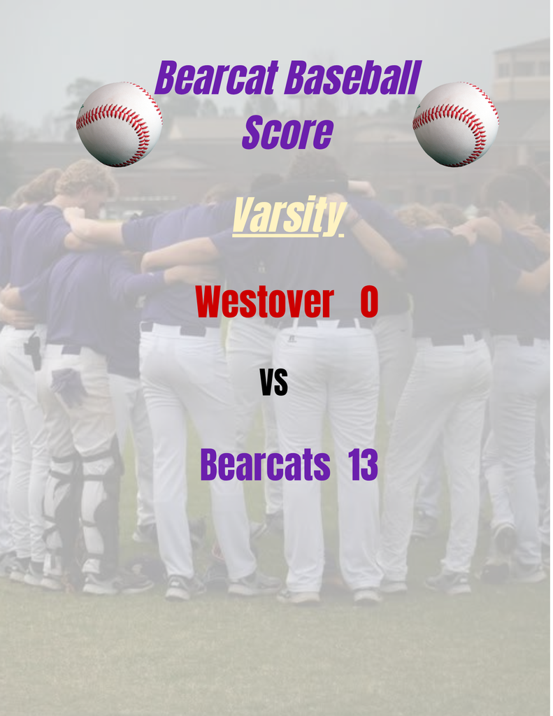 The Bearcats defeated Westover with a 13-0 victory, improving to 6-2 in region play!   That’s three straight wins for the Bearcats as they even their season record at 9-9.