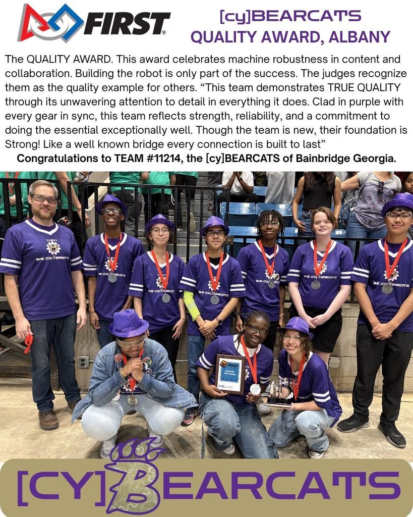 Earning the QUALITY Award from judges during our Albany Qualifier was an honor and testimony to our attention to detail and quality in all we do!