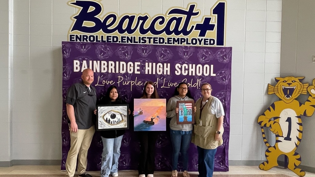 Pictured above are BHS Principal Mr. Christopher Bryant, Estefany Martinez Lopez, Kinsley Kirland, Nicole Altamirano, and Art Teacher Mrs. Rebecca Cole.