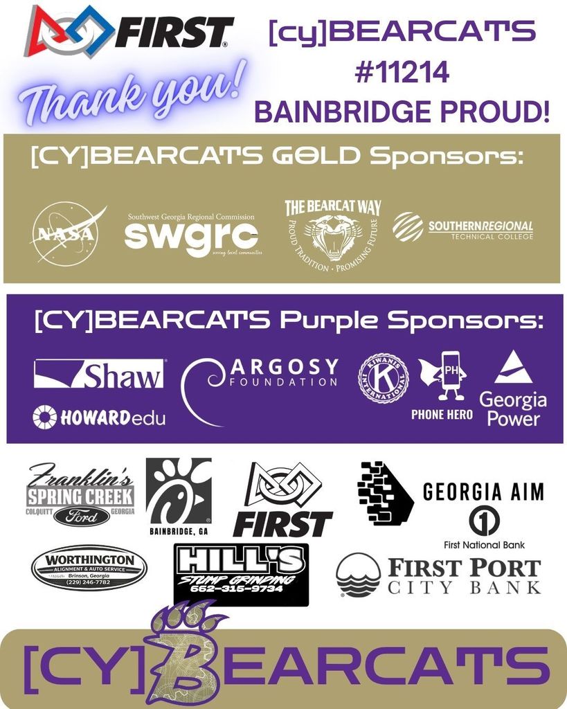 Many local businesses have sponsored the [cy]BEARCATS path to the State Championship, thank you