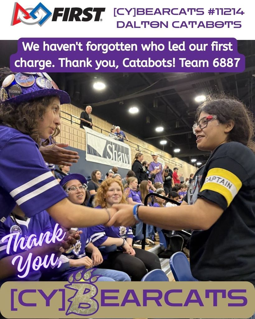 A legacy woven in Dalton. 🧶 Thank you Team 6887 for being the first to captain the [CY]BEARCATS on this magic carpet ride!