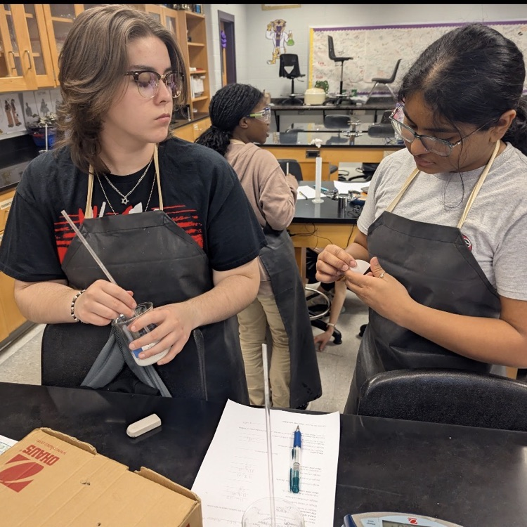 Mr. Kelley's chemistry class performed a percent yield lab with calcium carbonate, then joined up with Mrs. Cole's art class to make colorful homemade chalk they then used to decorate the sidewalks