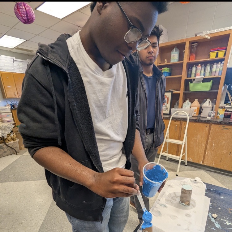 Mr. Kelley's chemistry class performed a percent yield lab with calcium carbonate, then joined up with Mrs. Cole's art class to make colorful homemade chalk they then used to decorate the sidewalks