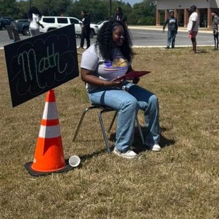 Anchor Club and Key Club members and basketball cheerleaders belped with the BMS Decathlon. 
