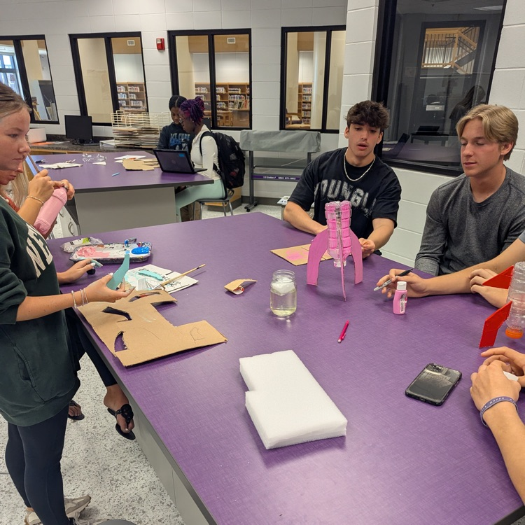 Mr. Kelley’s chemistry students made rockets using 3D printing and then launched them. 