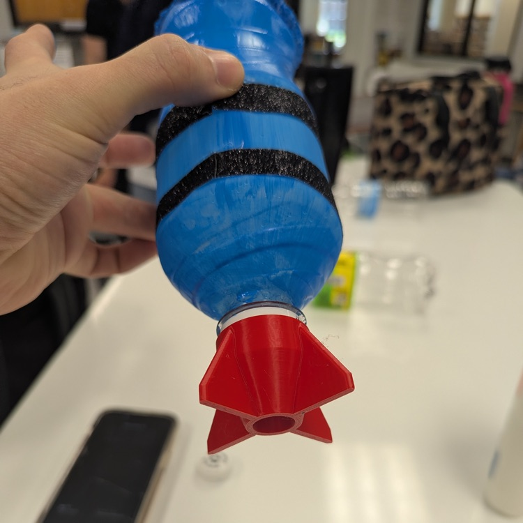 Mr. Kelley’s chemistry students made rockets using 3D printing and then launched them. 