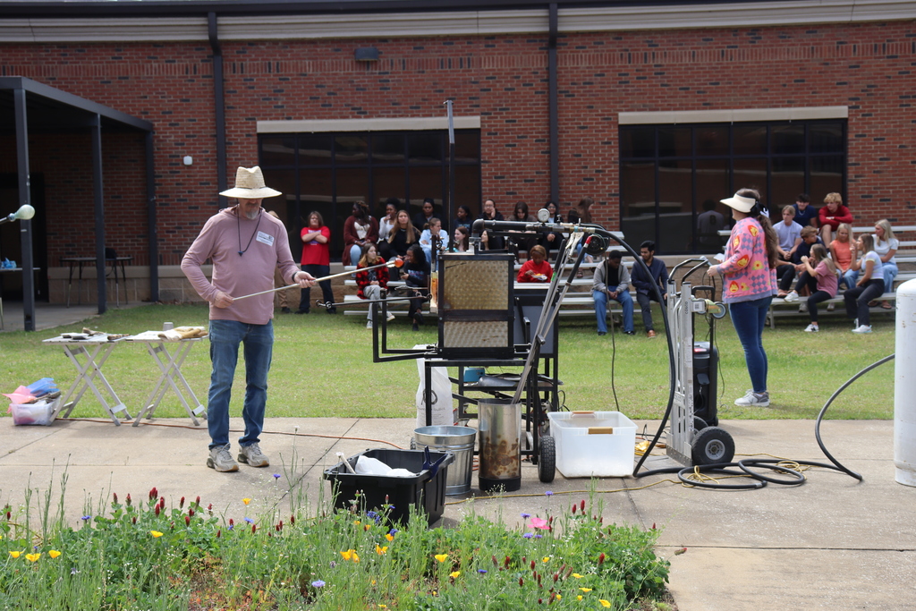 student engage with glass blowing demo at bhs