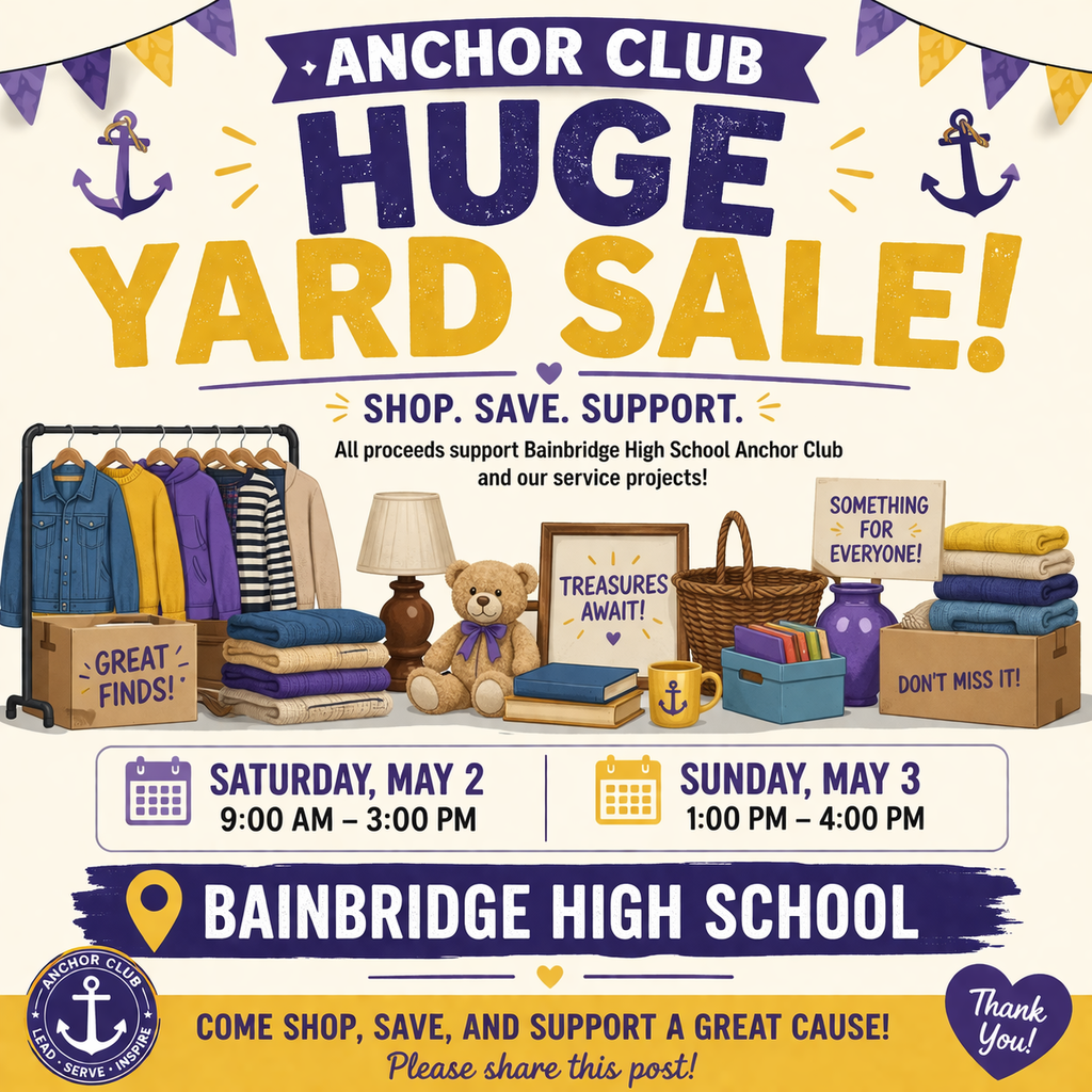 BHS Anchor Club Yard Sale May 2-3, 2026