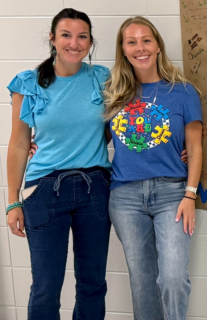 Group of Decatur County Schools staff dressed in blue for autism awareness