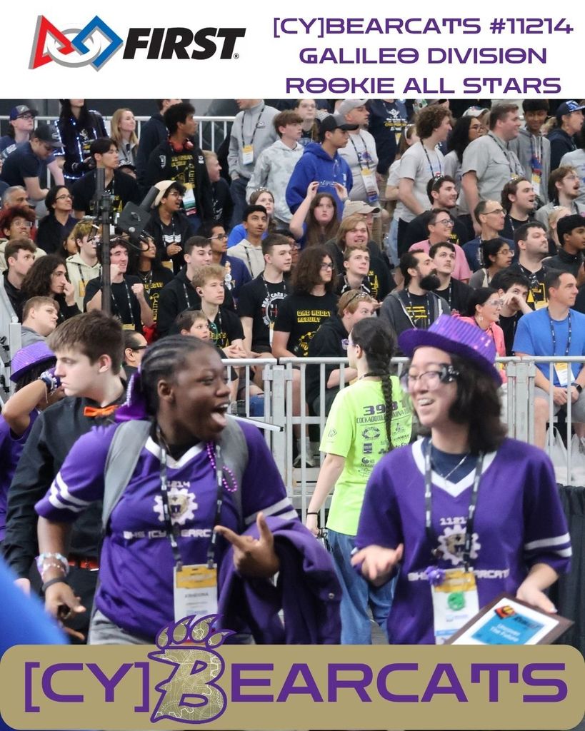Accepting the award for ROOKIE ALL STAR on the Galileo Field at FIRST WORLD CHAMPIONSHIP 2026