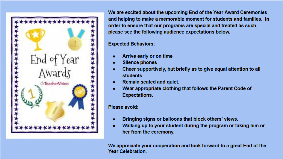 Please read this important information about our upcoming programs.