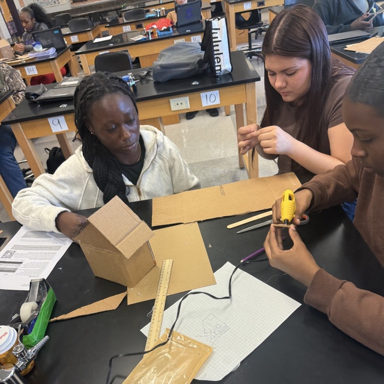 Students in Mrs. McDonald's Environmental Science classes designed, constructed, and tested structures that used wind and solar energy to power LED bulbs.