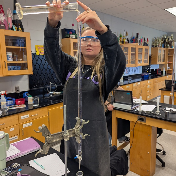 Mr. Kelley's chemists took on titrations today. It quickly turned into a competition to see who could get the lightest pink without going past the endpoint!