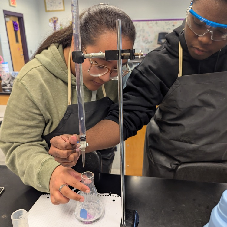 Mr. Kelley's chemists took on titrations today. It quickly turned into a competition to see who could get the lightest pink without going past the endpoint!