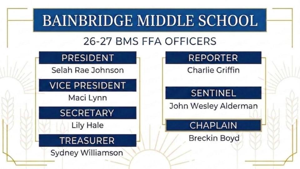 The BMS FFA Officers for 26-27.