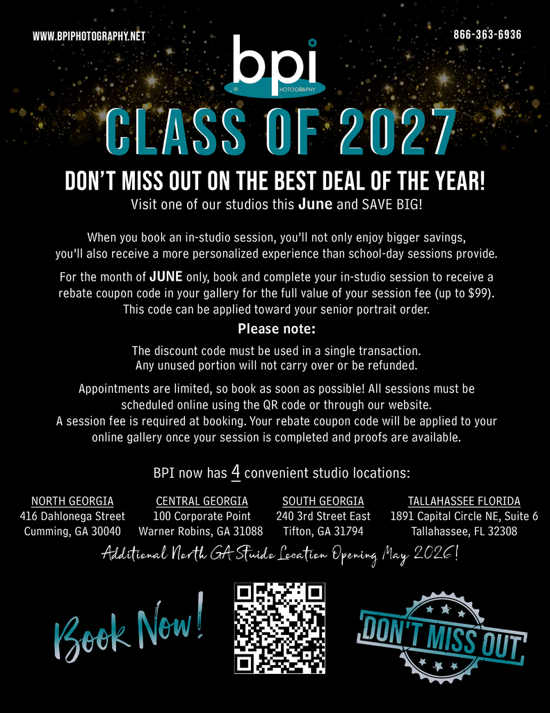 BHS Class of 2027 Senior Portraits Booking QR