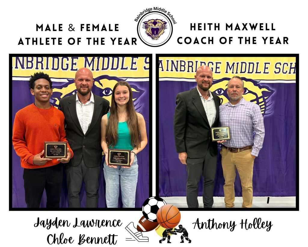 Images of Male and Female Athlete of the Year and Heith Maxwell Coach of the Year
