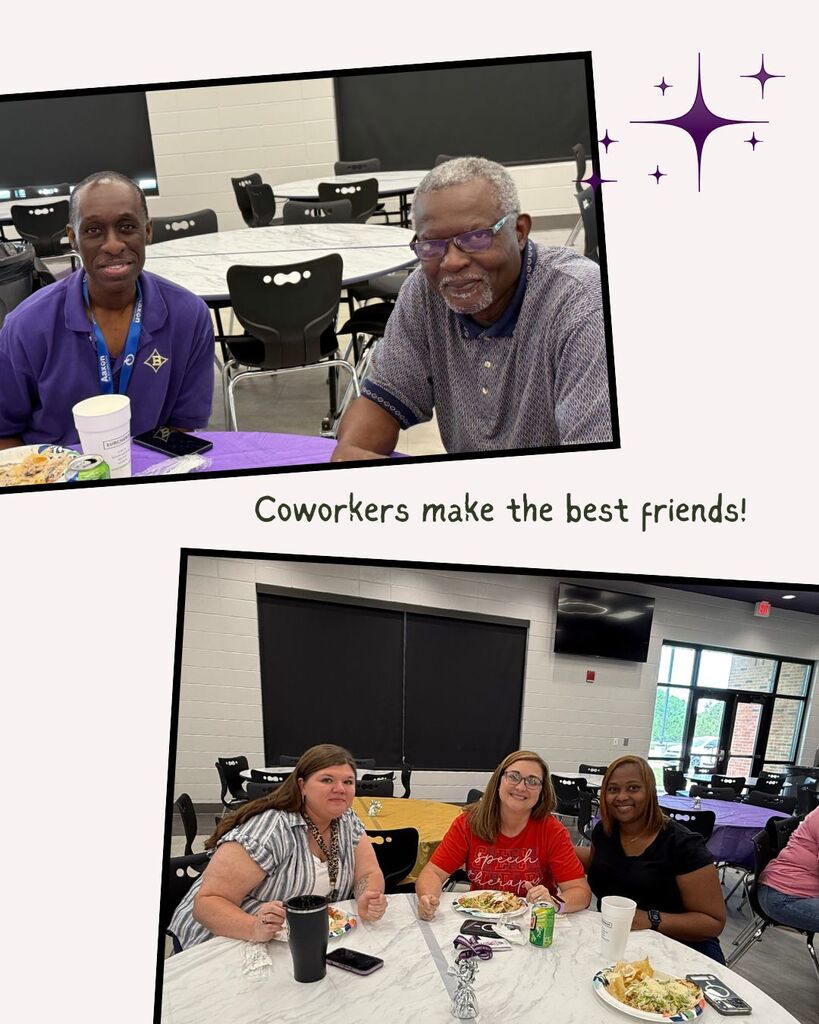 BMS staff enjoying a meal provided by Surcheros, the BMS PTO, and the Admin Team.
