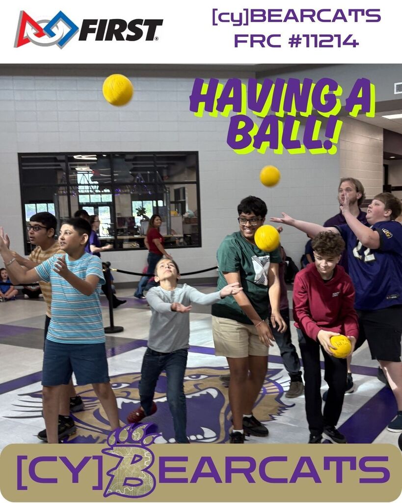 Students scramble to catch balls from KIT CAT during Summer STEM CAMP experience hosted by [CY]BEARCATS robotics team 11214 at Bainbridge Middle School 
