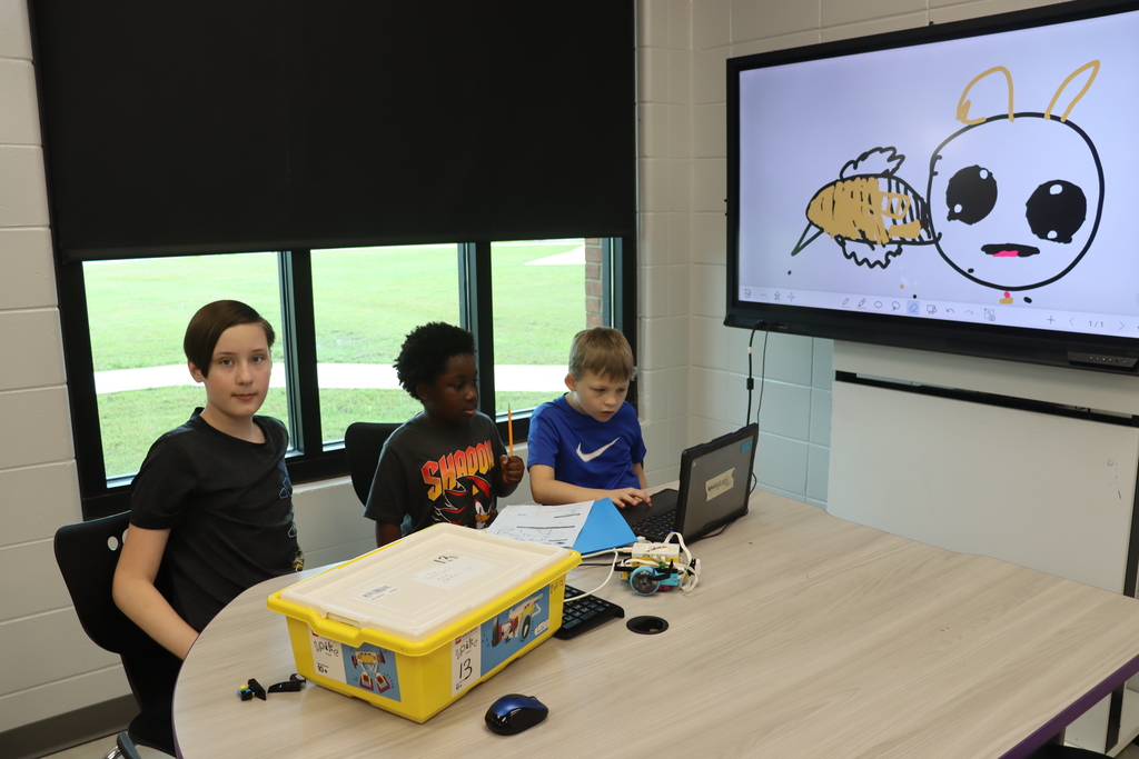 Students use coding and robotics while displaying their digital artwork during Summer STEM Camp.
