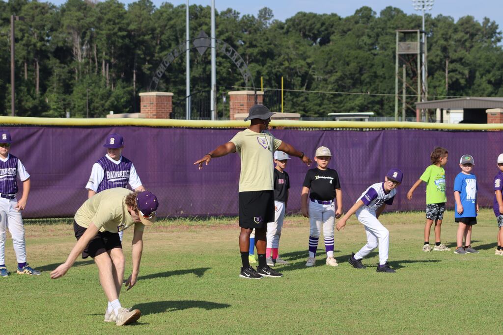 Campers streching