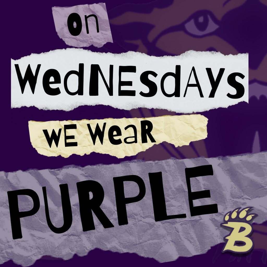 bearcat graphic that says on Wednesdays we wear purple