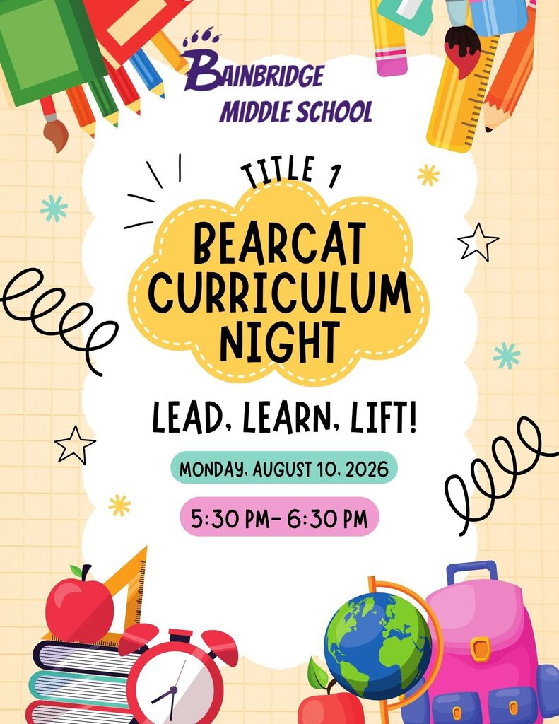 The BMS Title 1 Curriculum Night will be Monday, August 10 from 5:30 -6:30 PM. English 