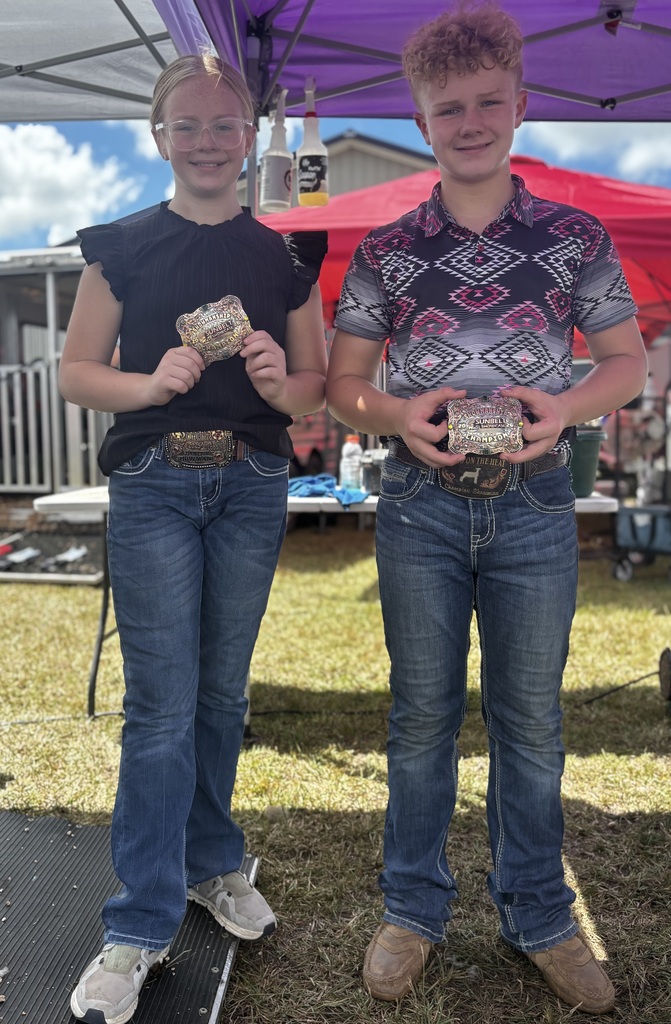 Exciting news from Bainbridge Middle FFA! Heidi and Charlie Griffin brought home buckels from the Sunbelt Showcase in Moultrie, GA. Heidi earned 6th grade showmanship and Charlie earned 7th grade showmanship.  What an incredible accomplishment for both!