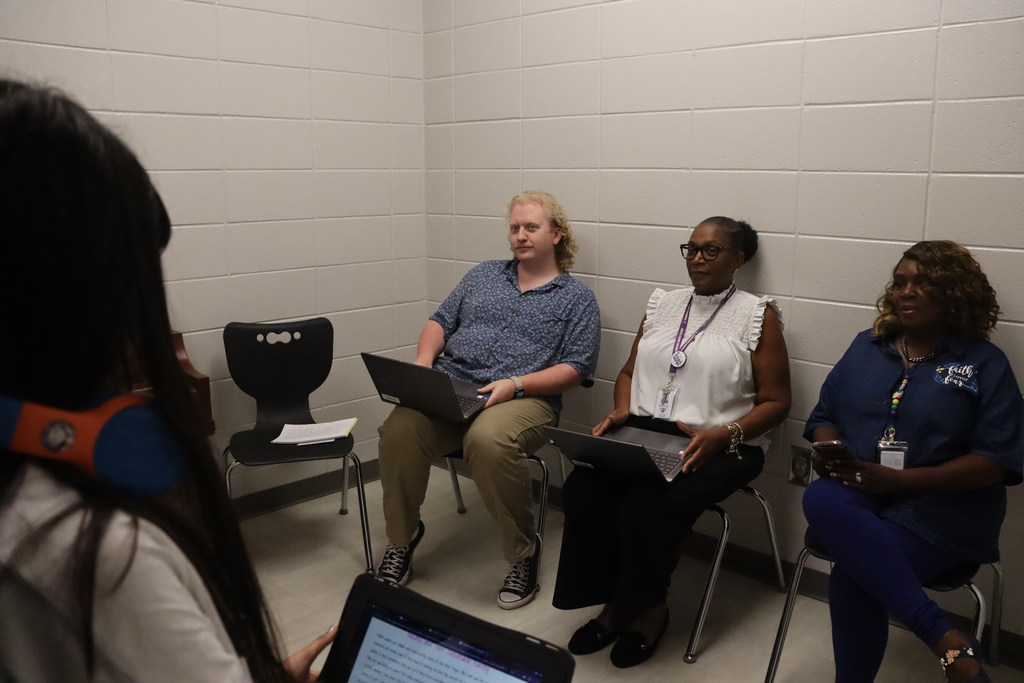 A student performs in front of three Decatur County Schools staff members serving as the audition panel.