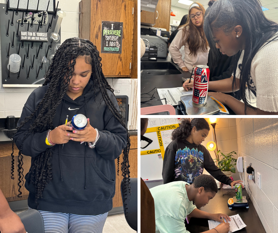 Rambo's 8th grade science students work on a sciene lab about density.