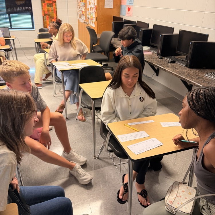English II students determine if quotes from "The Landlady" foreshadow the ending. 