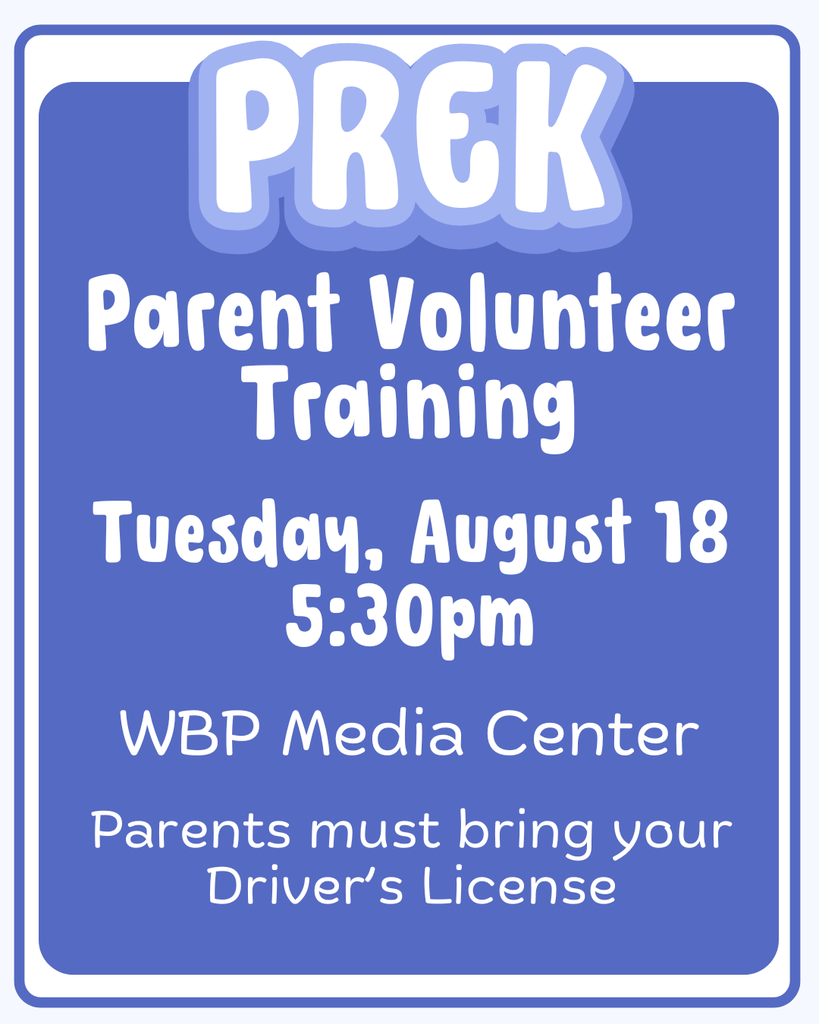 PreK Parent Volunteer Training flyer