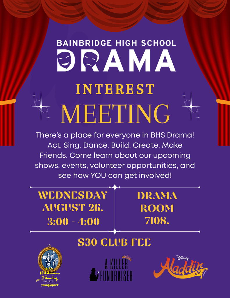 Drama Interest Meeting 8/26 3-4pm in Drama Room