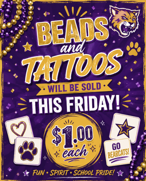 Beads and Tattoos will be sold on Fridays of home games.  