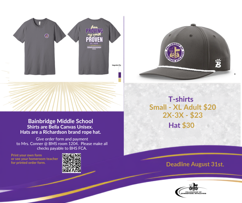 Fellowship for Christian Athletes are selling tshirts and hats.