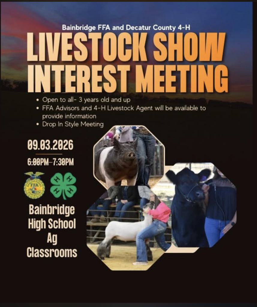 Bainbridge FFA Livestock Meeting Sept 3rd at 6PM