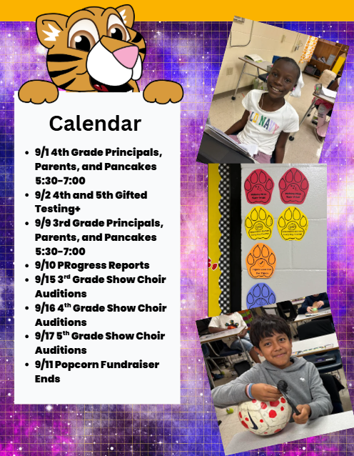 This image contains information for september at Hutto Elementary School.
