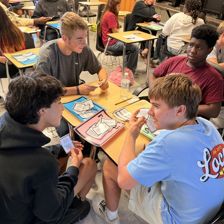 English II students sort statements according to the author's mode of persuasion. 